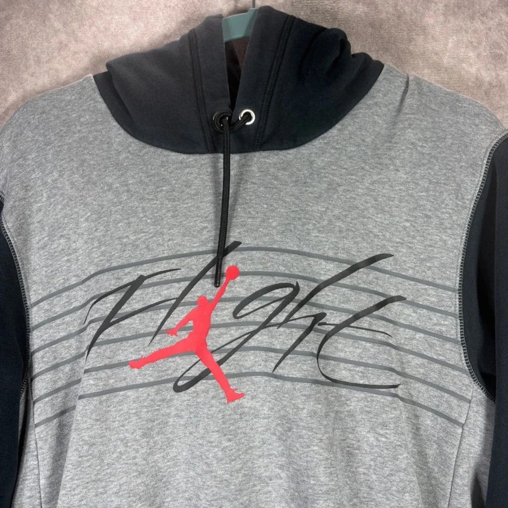 Jordan‎ Hoodie Mens Size Small Gray Flight Jumpman Pullover Graphic Active Gym